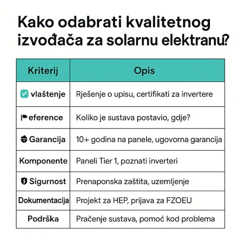 Odabir kvalitetnog izvođača za solarnu elektranu