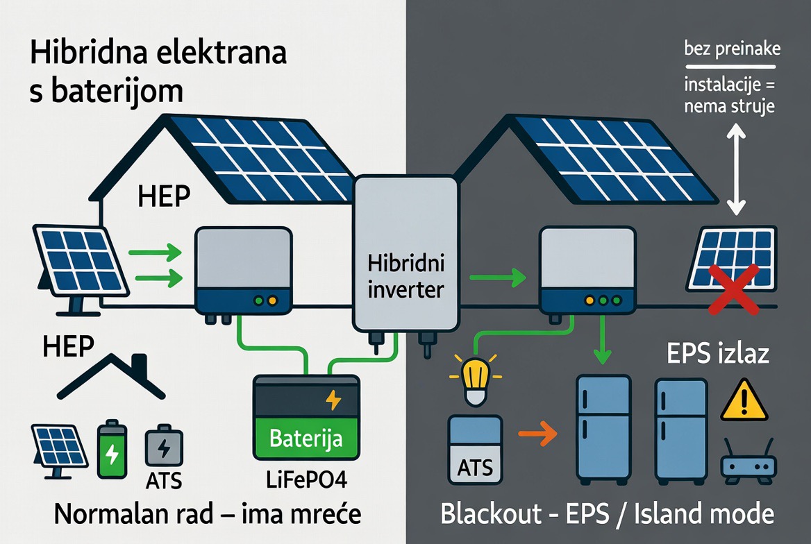 Zašto hibridna elektrana s baterijom ne radi bez preinake instalacije i EPS boxa